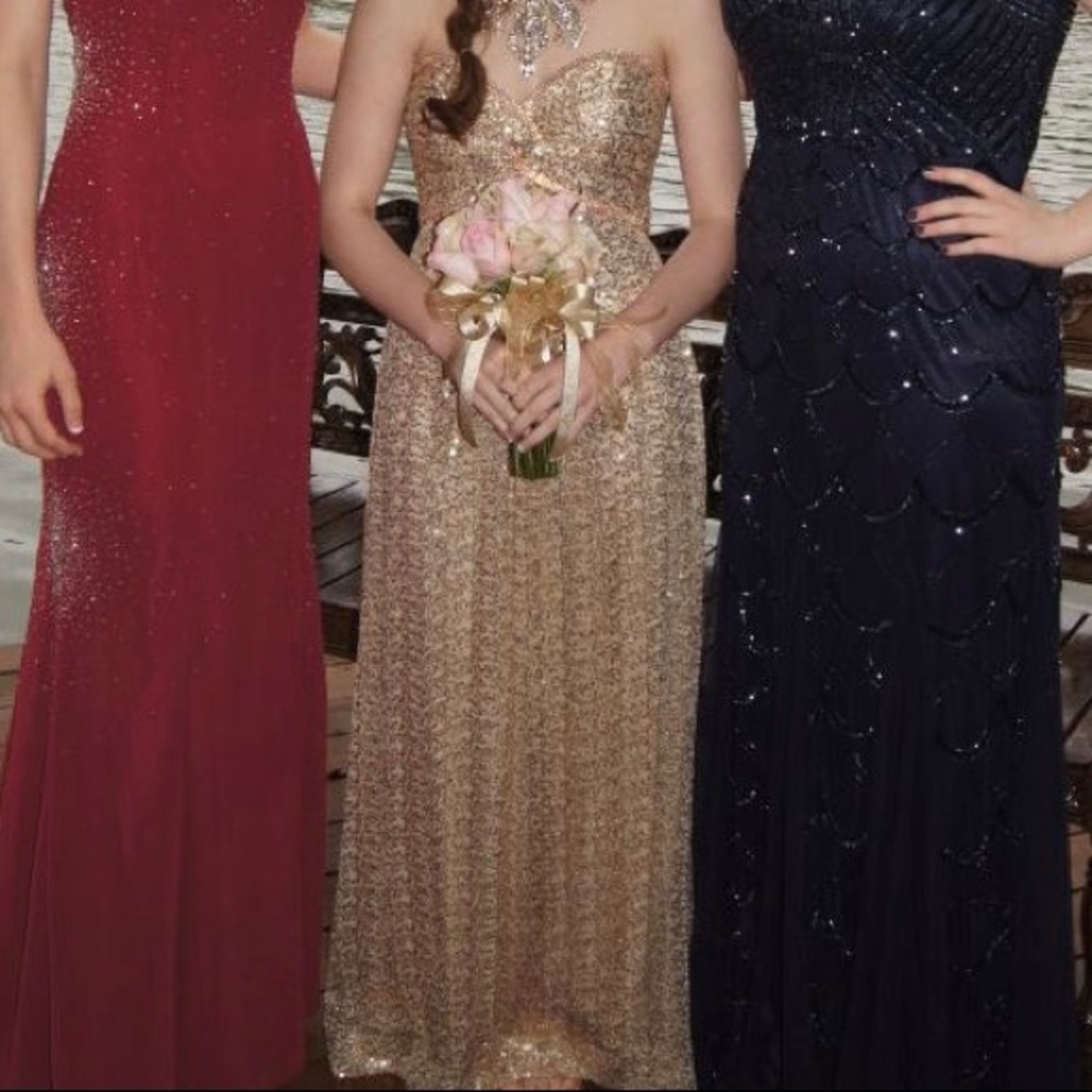 La Femme Strapless Gold Dress - Picture 5 of 7